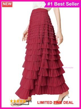 Womens Tulle Maxi Skirt High Waist Tiered A Line Layered Fairy Skirt